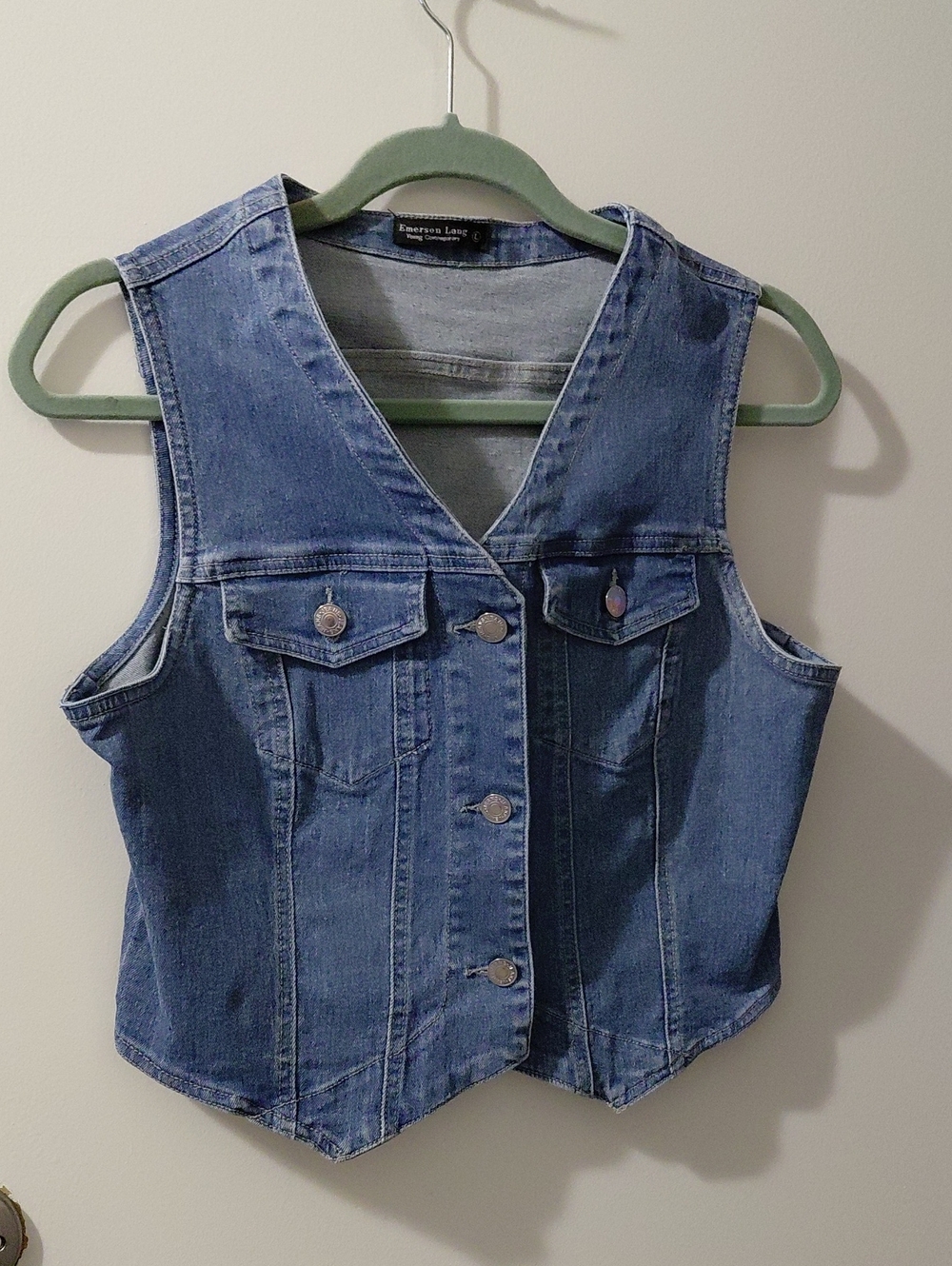 Emanuelle Khanh Blue Denim Button-Front Vest